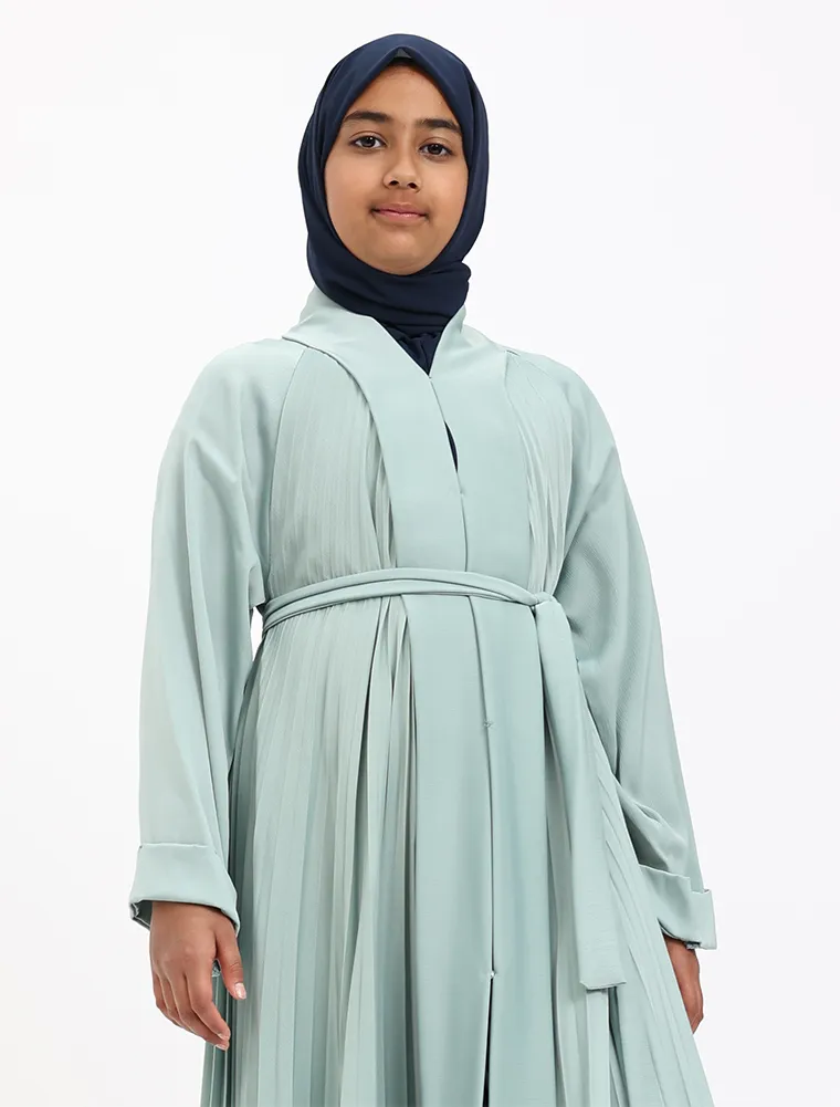 Girls Sage Pleated Silhouette Abaya